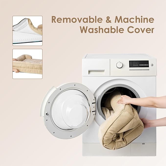 EHEYCIGA Orthopedic Dog Beds for Extra Large Dogs, Waterproof Memory Foam XXL Dog Bed with Sides, Non-Slip Bottom and Egg-Crate Foam Big Dog Couch Bed with Washable Removable Cover, Greige