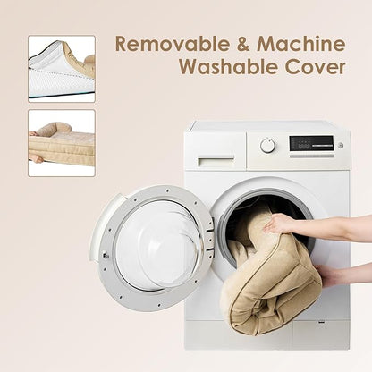 EHEYCIGA Orthopedic Dog Beds for Extra Large Dogs, Waterproof Memory Foam XXL Dog Bed with Sides, Non-Slip Bottom and Egg-Crate Foam Big Dog Couch Bed with Washable Removable Cover, Greige