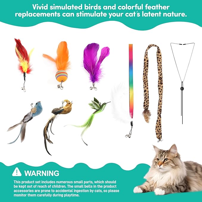 Interactive Cat Toys for Bored Indoor Adult Cats Suction Cup Cat Toy Bird Simulation Feather Toys
