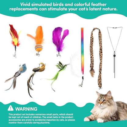 Interactive Cat Toys for Bored Indoor Adult Cats Suction Cup Cat Toy Bird Simulation Feather Toys