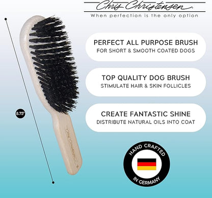 Chris Christensen Boar Dog Brush, Groom Like a Professional, Natural Boar Bristles, Beech Wood Handle, Distributes Natural Oils Making for a Healthy Coat