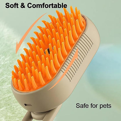 3 in 1 Cat Steam Brush for Shedding, Portable Anti-Static Grooming Comb for Cats & Dogs, Steam Misting Water Brush, Self-Cleaning Pet Hair Remover, Indoor Cat Spray Brushes for Cats & Dogs