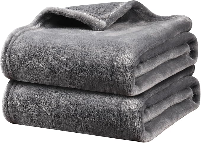 Onarway Dog Blanket Washable for Bed: 2 Packs Dog Blankets 59”x47” - Fluffy Soft Large Throw for Cat Puppy Kitten Dogs - Fleece Pet Blankets for Crate Couch Car and Indoor - Grey