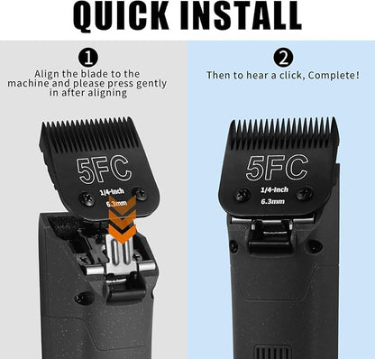 3 Pack 5FC Detachable Dog Grooming Steel Blades,Compatible with Andis,Oster A5,Wahl KM-10 Series,Cut Length 1/4" 6.3MM ï¼_lackï¼