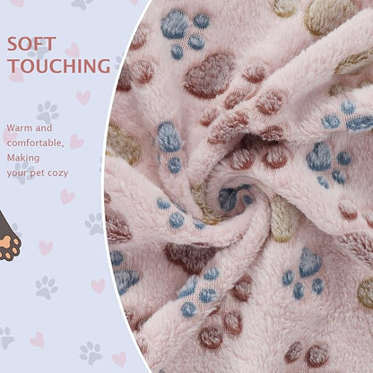 BVAGSS 6 Pack Small Dog Blanket, Super Soft Warm Pet Cover Blankets, Paw Print Puppy Fleece Flannel Blanket for Small Medium Dogs and Cats MW003