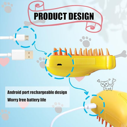 3 in 1 Water Brush with Steam for Pet Grooming - Dog and Cat Grooming Brush with Steam, Cepillo Para Gatos ALD-001-Y (Banana Yellow)