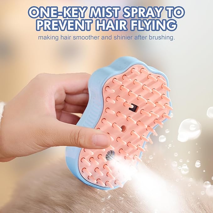 Pet Grooming Steam Brush Kit 7pcs, Cat Brush with Spray Cat Brush Comb for Shedding -Cat Brush&Nail Clippers File Set for Cat Dogs Long matted Haired Pets and Nail Repair