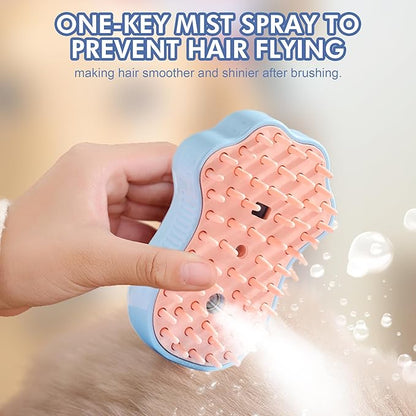 Pet Grooming Steam Brush Kit 7pcs, Cat Brush with Spray Cat Brush Comb for Shedding -Cat Brush&Nail Clippers File Set for Cat Dogs Long matted Haired Pets and Nail Repair