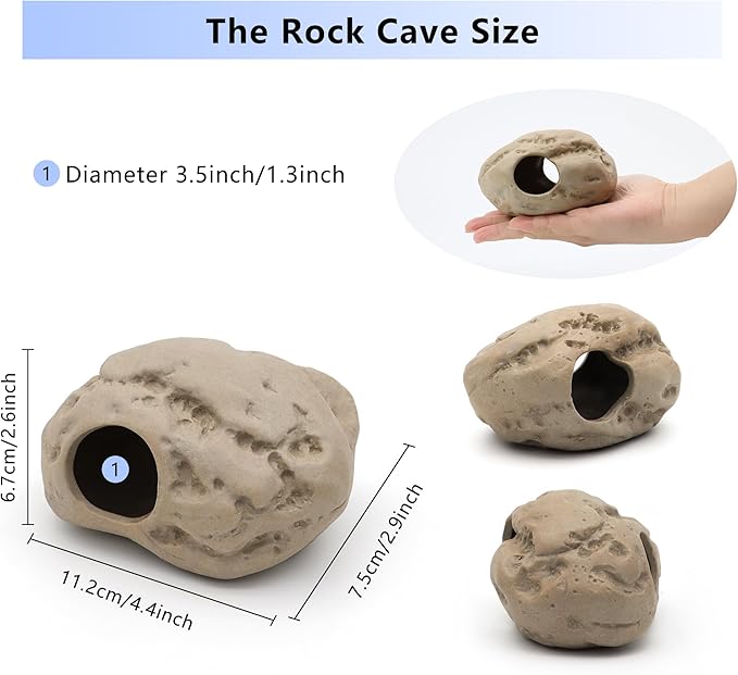 Aquarium Decorations Stackable Ceramic Cave Betta Fish Tank Accessories Rock Cave Decor (4-Piece Set)