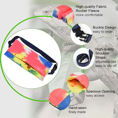 LIKZINWA Small Animal Sling Carrier,Bearded Dragon Carrier Lizard Carrier and Reptile Carrier with Adjustable Strap (Yellow-red)