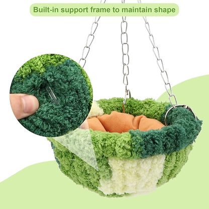 Wontee Bird Nest Bed Parrot Hanging Swing Hammock Bird Cage House for Budgies Parakeets Cockatiels Lovebirds Conures (Green)