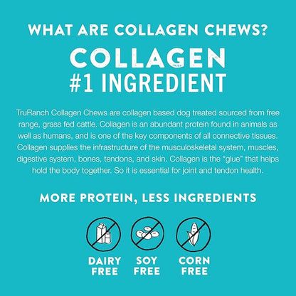 TRURANCH Collagen Rolls - 9" Collagen Rolls for Dogs - Long Lasting Healthy Joint Support Dog Treat - Rawhide Alternative - Skin & Coat Health - Made with Real Chicken, 1 Bag, 3 Count