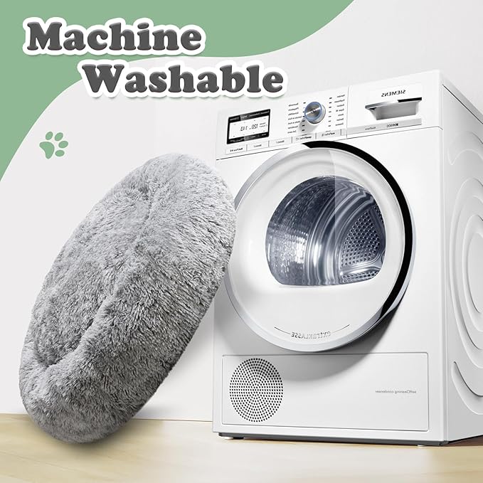 JOLLYVOGUE Dog Beds, Calming Small Dog Bed, Anti-Anxiety Dog Bed for Small Dogs, Fluffy Donut Dog Bed, Cozy Dog Cat Cushion Bed for Small Medium Dogs (24")