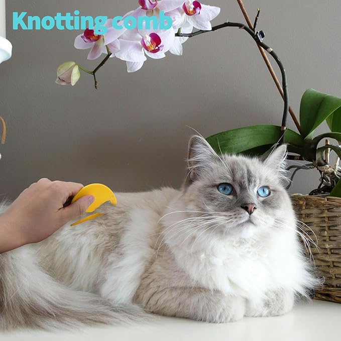 6 Pcs Pet Multifunctional Knotting Comb for Dogs, Cats, Puppies, and Rabbits, Plastic Grooming Comb for Hair Shedding and Tangle Removal