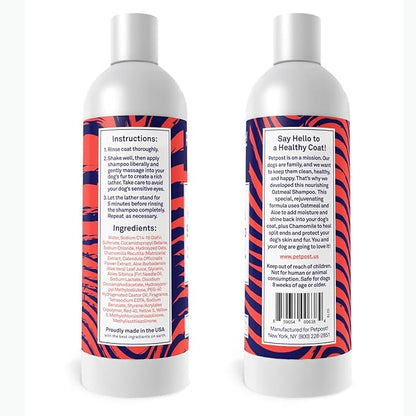 Petpost | Oatmeal & Chamomile Shampoo for Dogs with Dry Skin - Naturally Heals, Protects, Rejuvenates Dog Skin & Coat - Oatmeal, Chamomile, Aloe & Yucca Formula 16 oz.