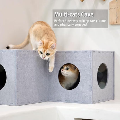 PETKARAY Cat Tunnel, Original Cat Hideaway Cave for Indoor Cats, Large Kitten Play Tubes and Tunnels, Soft Felt Cat Toy with Interactive Peek Hole