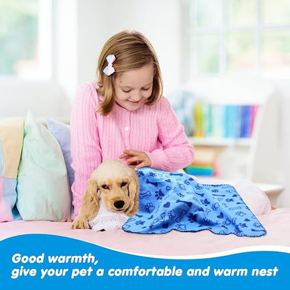 Chumia 28 Pieces Puppy Blanket Bulk Small Fleece Pet Blanket for Puppy Dogs Kitten Cats Pets Soft Warm Paw Print Sleep Mat Bed Covers, 28 Styles(23.6 x 27.6 Inch)