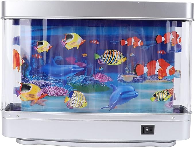 LED Tropical Fish Aquarium Night Light - Mini Artificial Aquarium with Moving Fish for Kids Baby - Unique Home Decor Gift