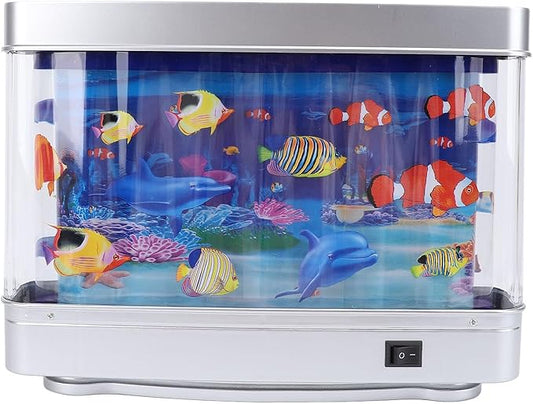 LED Tropical Fish Aquarium Night Light - Mini Artificial Aquarium with Moving Fish for Kids Baby - Unique Home Decor Gift