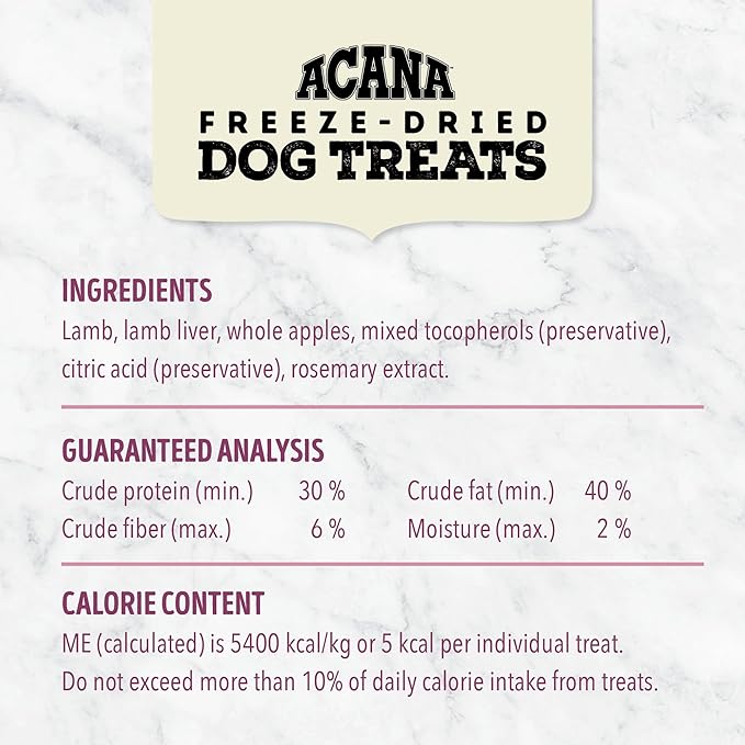 ACANA Singles Freeze Dried Dog Treats, Limited Ingredient Grain Free Lamb & Apple Recipe, 1.25oz