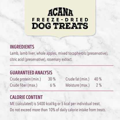 ACANA Singles Freeze Dried Dog Treats, Limited Ingredient Grain Free Lamb & Apple Recipe, 1.25oz