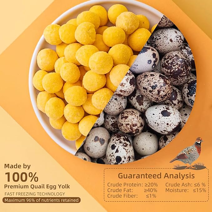 Freeze Dried Cat and Dog Treats Quail Egg Yolk, Healthy Tasty Snacks for Cats Dogs Training, Natural Freeze-Dried Limited Ingredient Quail Egg Yolk,Wholesome and Delicious Snacks for Pets