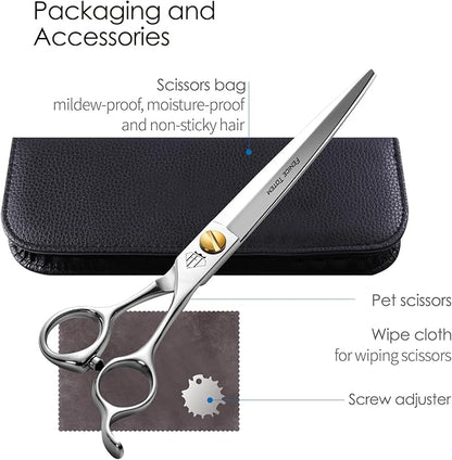 Dog Grooming Scissors: 7.5" Pet Shears Made Of Japanese VG10 Advanced Stainless Steel Professional Grooming Scissors for Dogs Cats and Other Pets