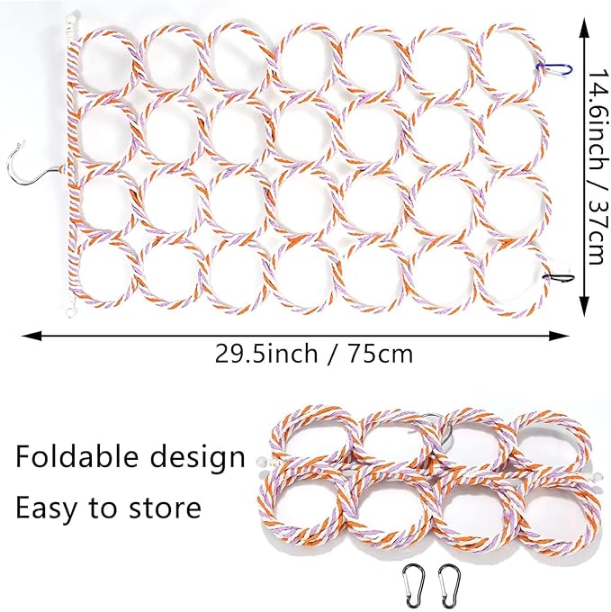 2 Pcs Rat Climbing Net Toy for Cage, Bird Hemp Rope Perch Swing, Ladder Bridge Hanging Hammock, Small Animal Activity Toy for Mouse, Mice, Parrot, Bird (Random Color)