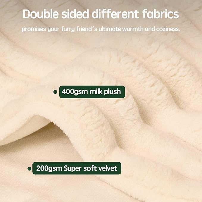 Waterproof Blanket Winter White Dog Blanket for Small Dogs, Washable Double Sided Pet Blanket with Milk Plush and Super Soft Velvet, Pee Proof Calming Dog Blanket for Couch Protection