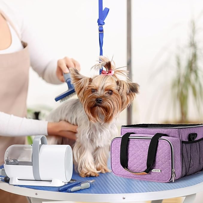 Dog Grooming Vacuum Bag, Pet Grooming Kit Bag Perfect for Dog Hair Vacuum & Grooming Tool Kit Accessories- Purple