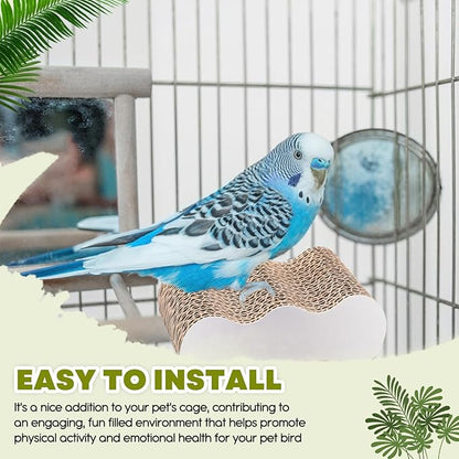 2-Piece Bird Platforms for Macaws, Small Parakeets, Conures, Budgies; Brown Corrugated Paper; Bird Perch, Chew Toy, & Playground