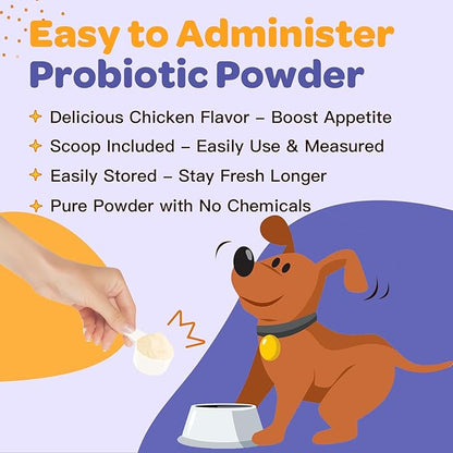 NATURE TARGET Probiotics for Dogs - Dog Probiotics, Plus Prebiotic, Digestive Enzymes, Fiber, Support Gut, Immune Health, 6 Billion CFU Dog Probiotic Powder, Relieve Diarrhea, Loose Stool, 90 Scoops