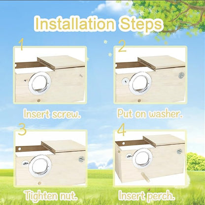 Tfwadmx Parakeet Nesting Box Transparent Bird Nest Box Wood Bird House for Cage Budgie Breeding Boxes for Parrotlets, Lovebirds and Other Small Sized Birds 7.8" x 4.7" x 4.7"