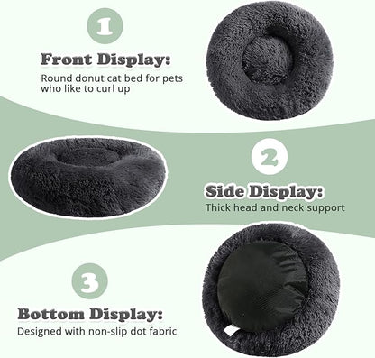 JOLLYVOGUE Dog Beds, Calming Small Dog Bed, Anti-Anxiety Dog Bed for Small Dogs, Fluffy Donut Dog Bed, Cozy Dog Cat Cushion Bed for Small Medium Dogs and Cats (20")