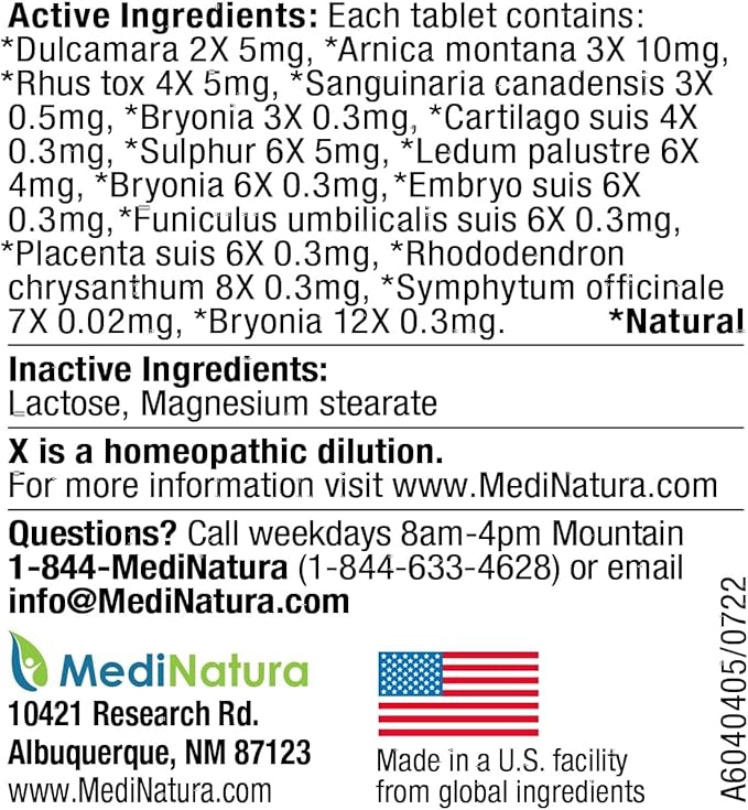 MediNatura T-Relief Pet Arthritis Relief Arnica +12 Powerful Natural Homeopathic Medicines Help Ease Hip & Joint Pain Soreness & Stiffness for Dog & Cat - 90 Tablets