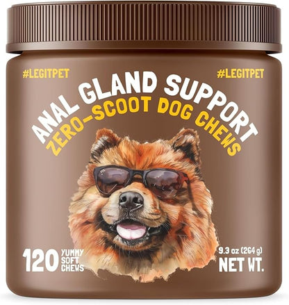 LEGITPET Anal Gland Relief Chews for Dogs Fiber & Digestive Support Supplement Soft Treats for Healthy Bowel & Gland Function Helps Reduce Scooting Promotes Dog Health & Comfort 120 pcs