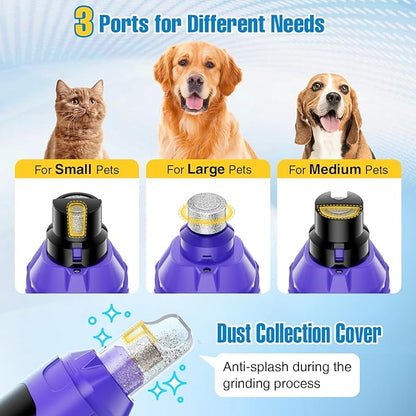 Dog Nail Grinder, 6-Speed Quiet Electric Dog Nail Trimmers, Dog Nail Clippers with File for Small Medium Large Dogs, Cats, Rechargeable Pet Paw Grooming Supplies Kit, 2 Grinding Wheels (Purple)