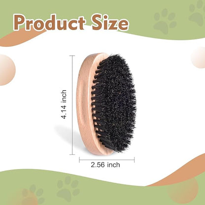 Soft Bristle Cat Brush, Wooden Cat Brush with Soft Boar Bristle, Natural Oval Pet Brush for Short Hair Cats and Small Dogs
