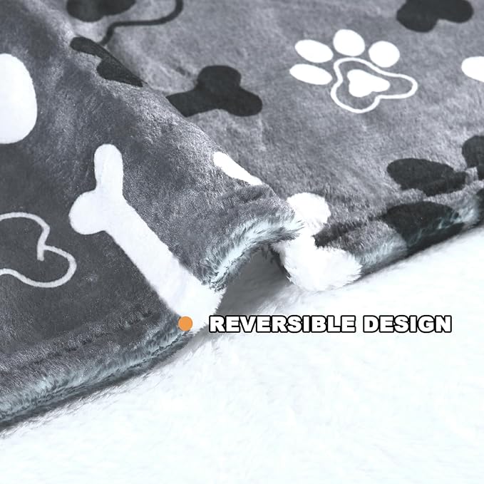 Dog Blanket,Super Soft Fluffy Premium Fleece Pet Puppy Blanket for Large Medium Dog Cat Mat Cover for Bed Couch,Cute Reversible Cow Print, Gray,(41 x 31 Inch)