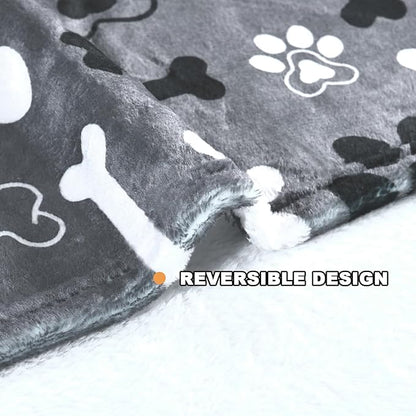 Dog Blanket,Super Soft Fluffy Premium Fleece Pet Puppy Blanket for Large Medium Dog Cat Mat Cover for Bed Couch,Cute Reversible Cow Print, Gray,(41 x 31 Inch)