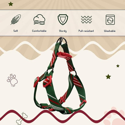 Dog Harness for Large Dogs Step-in Adjustable Dog Harness, Red Mix Green,L