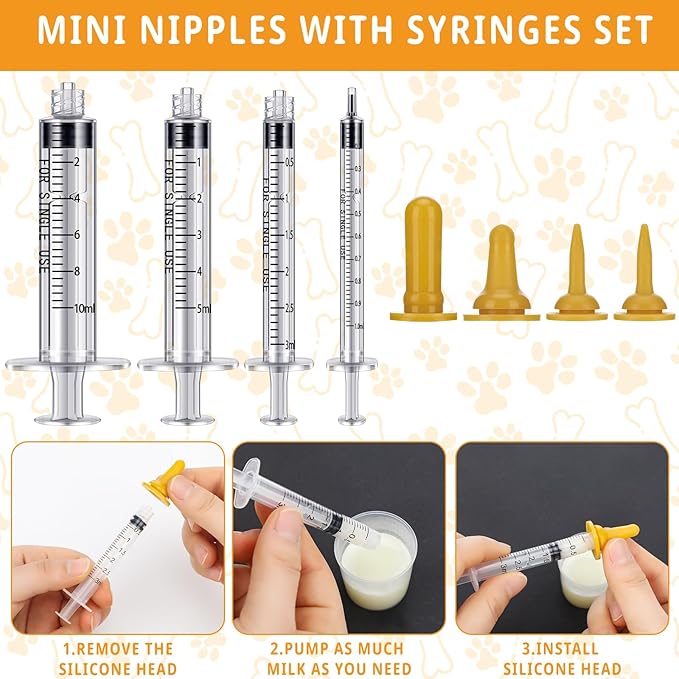 57 Pcs Puppy Kitten Whelping Supplies Whelping Kit for Puppies Birth Dog Kitten Bottle Feeding Kit for New Born Puppy Supplies Include Feeding Tube Etc(40" in Diameter)