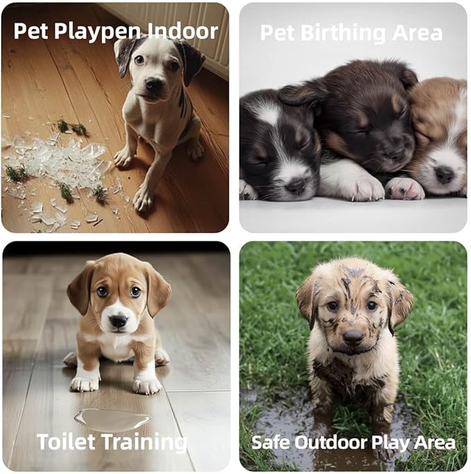 Dog Playpen, Puppy Playpen for Small Dogs, Indoor Dog Play Pen with Door & Lockable Gate, Foldable Portable Pet Fence, Easy to Assemble