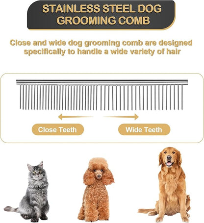 6 in 1 Dog Grooming Scissors Set - Durable Stainless Steel Golden Dog Grooming Shears Curved, Thinning & Straight - Poodle Grooming Kit Dog Groomer Gifts with Safe Tips for Home DIY/Professional Use
