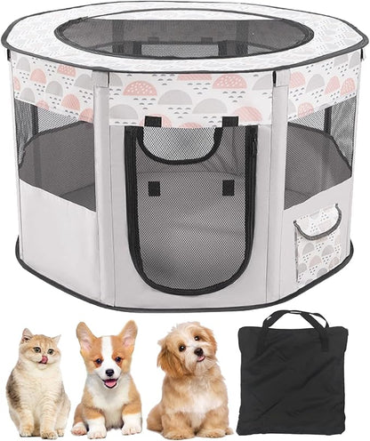 BNOSDM Cat Small Dog Playpen with Zippered Top Portable Puppy Play pens Cage Kitten Foldable Pop Up Dogs Kennel Tent Indoor Outdoor Travel Use Exercise Yard Fence for Kittens Cats Puppies