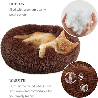 nononfish Marshmallow Cat Bed Kawaii Cat Nest Bed for Indoor Cats Washable Fluffy Anti Anxiety Kitten Bed 19 Inches