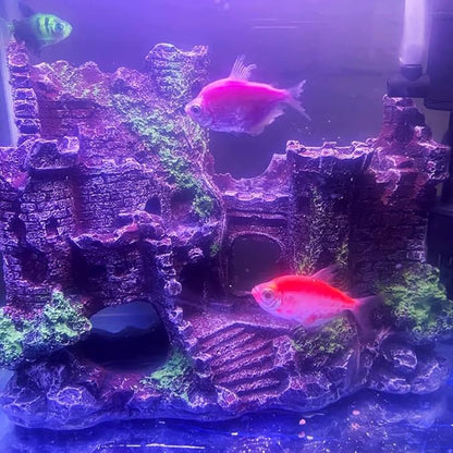 Mipukbay Aquarium Decor Castle, Resin Fish Tank Ornament for Freshwater/Saltwater, Safe Green Landscape Rock Cave