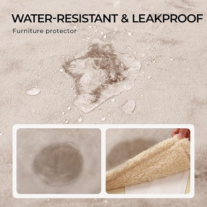 Waterproof Pet Blanket, Liquid Pee Proof Dog Blanket for Sofa Bed Couch, Reversible Sherpa Fleece Furniture Protector Cover for Small Medium Large Dogs Cats, Grey White Largeï¼65" x 57"ï¼