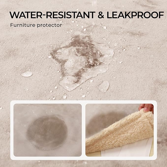 Waterproof Pet Blanket, Liquid Pee Proof Dog Blanket for Sofa Bed Couch, Reversible Sherpa Fleece Furniture Protector Cover for Small Medium Large Dogs Cats, Grey White Mediumï¼57" x 40"ï¼