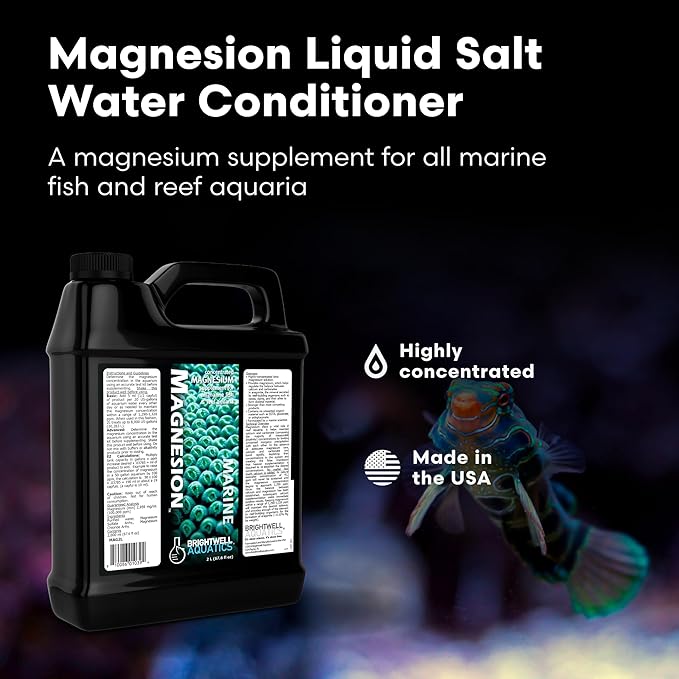 Brightwell Aquatics Magnesion Liquid Salt Water Conditioner - Concentrated Magnesium Supplement For Reef and Marine Aquariums, 67.6 fl oz